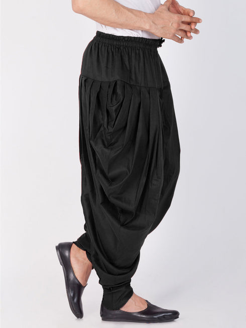 Men's Black Cotton Silk Blend Dhoti